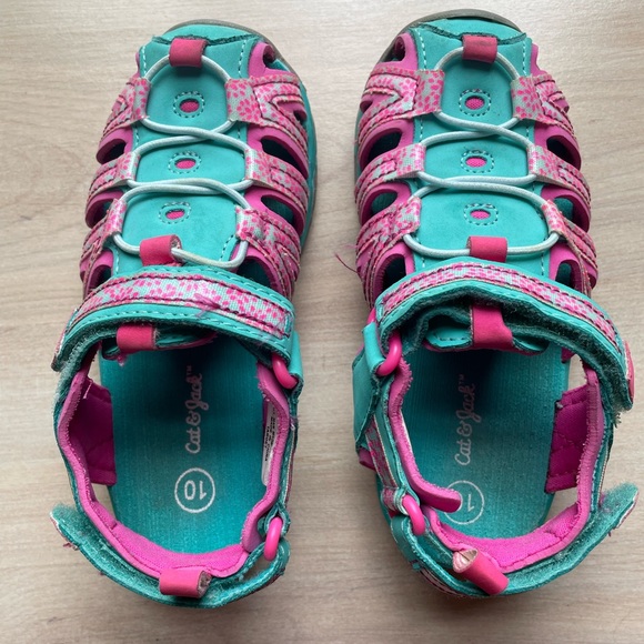 CAT & JACK UGC Toddler size 10 water shoes pink blue adjustable Velcro top back - Picture 6 of 12